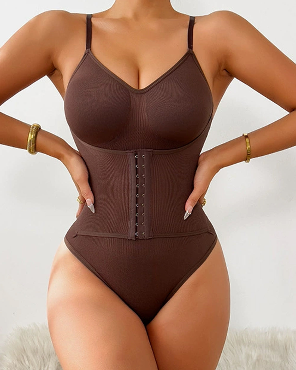 Waist Enhanced Double Layer Tummy Control Shapewear Bodysuit - By Qivii