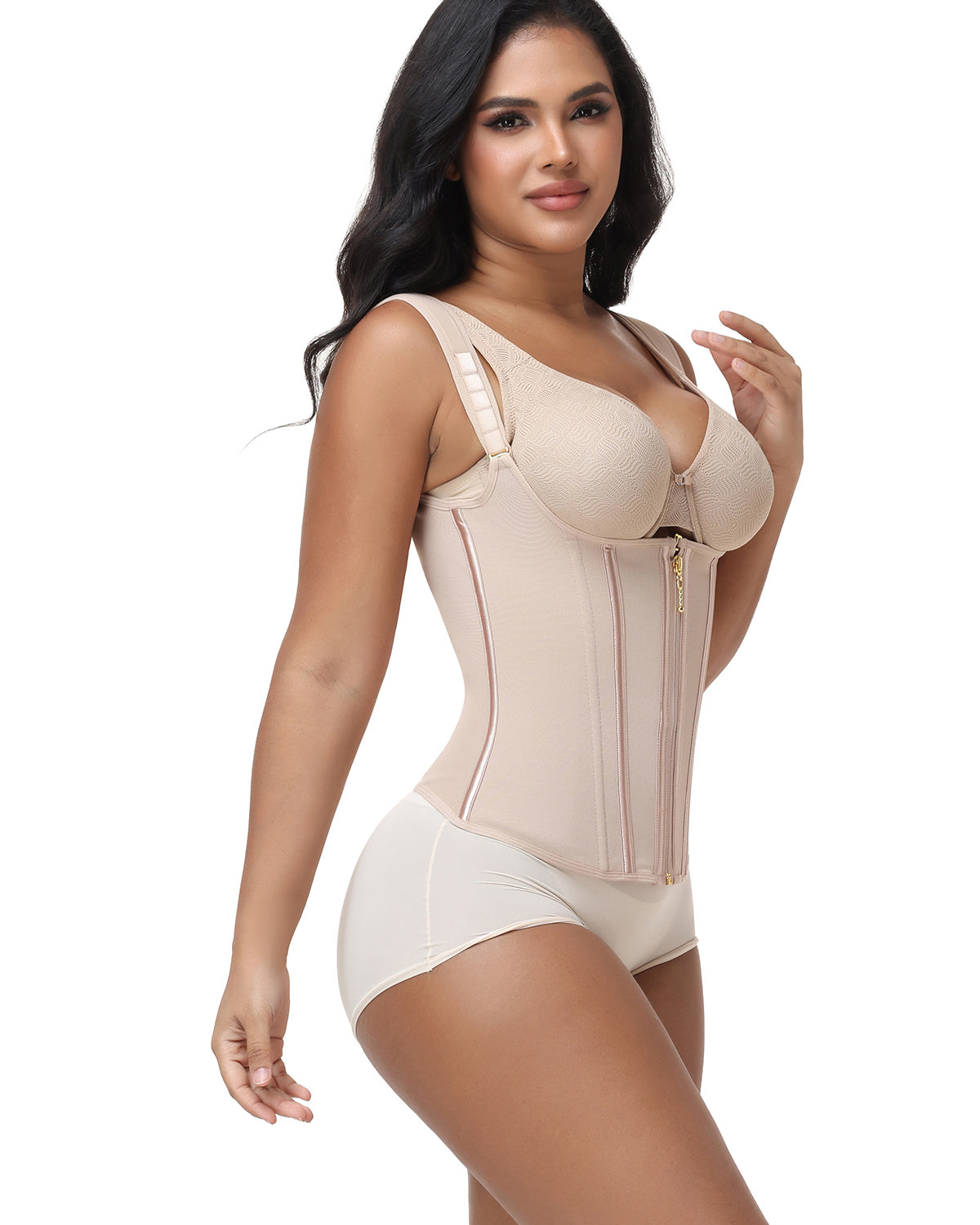 Adjustable Strap Double Compression Hourglass Zipper Waist Trainer Vest