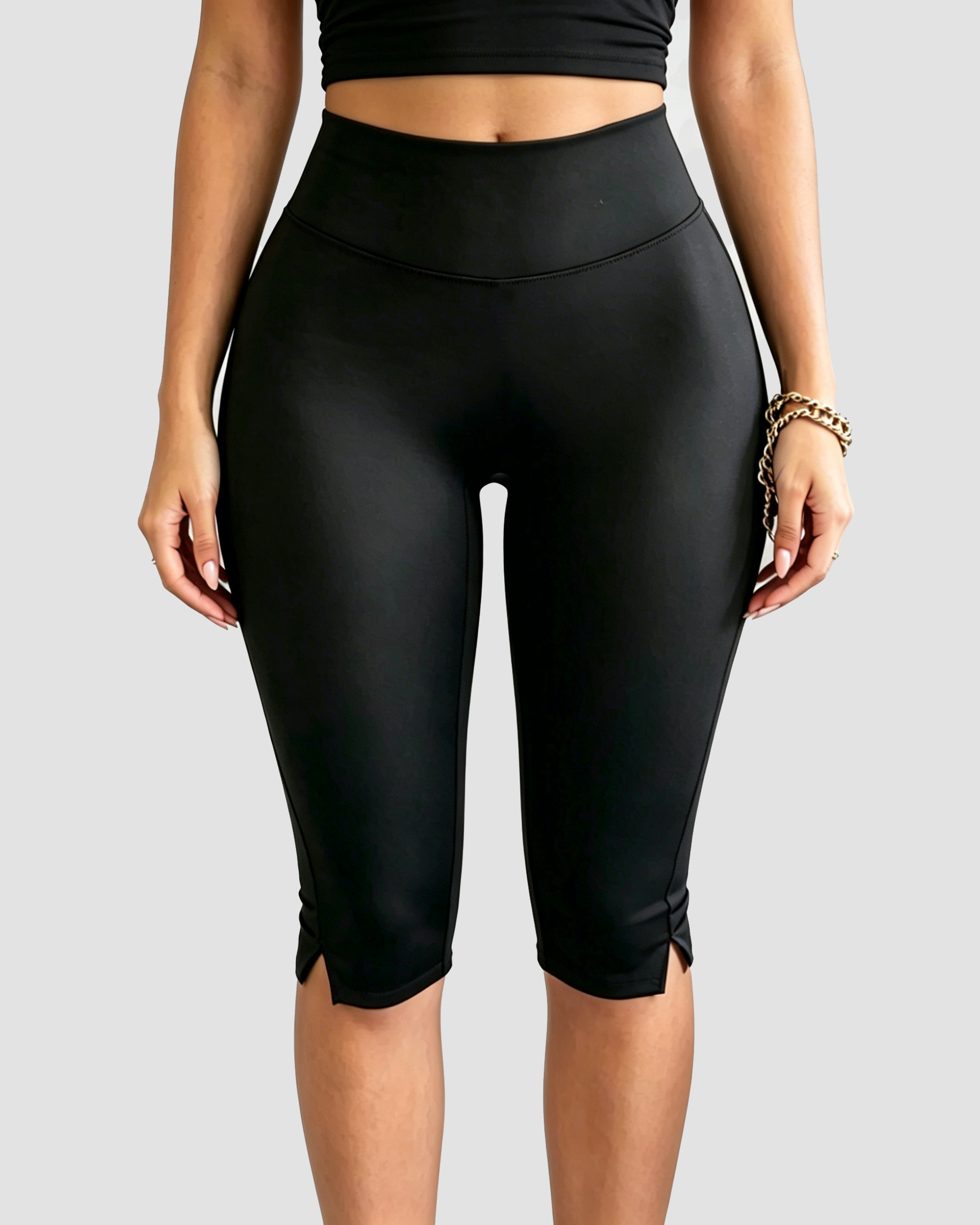 High-waisted Tummy Control Capri Shaping Leggings - By Qivii