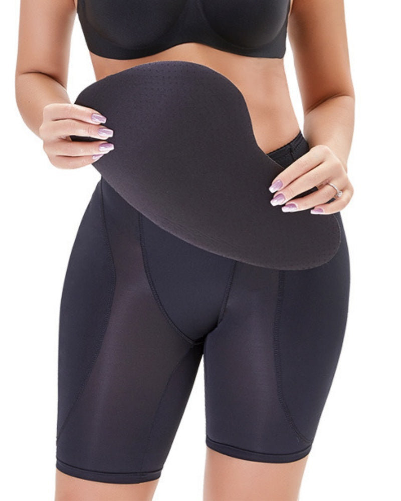 Mesh High Waisted Hip Lifting Shaping Shorts With Sponge Pad