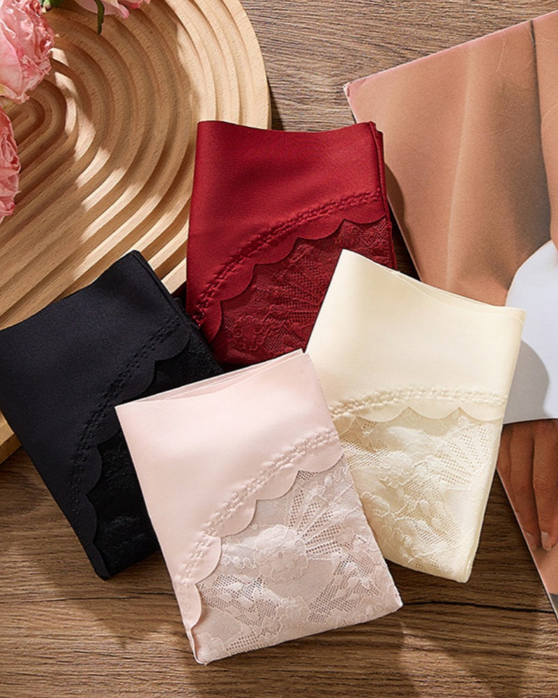 Sexy Lace Seamless Ice Silk High Waist Tummy Control Shaping Panties - By Qivii
