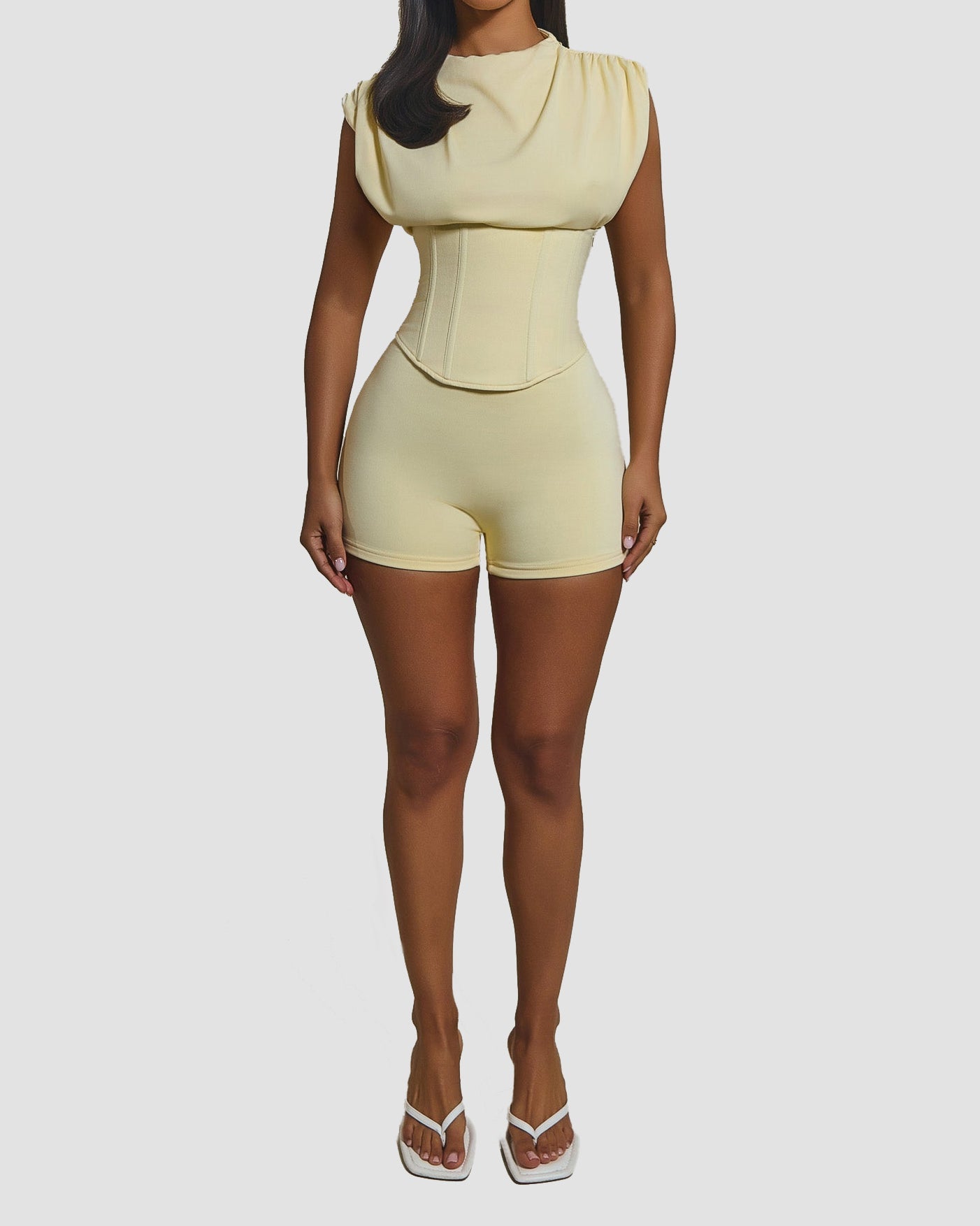 Detachable Corset Hourglass Waist Cincher Playsuit Two-Piece Set - By Qivii