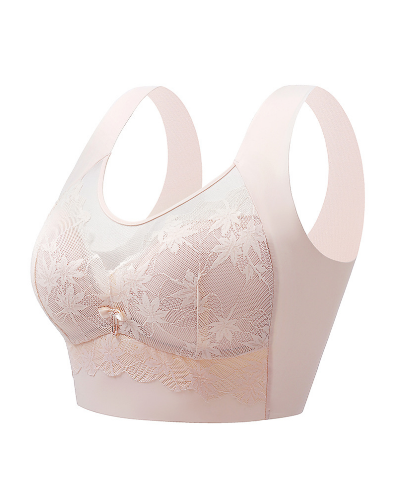 Ice Silk Thin Lace Mesh Panel Plus Size Seamless Vest Bra