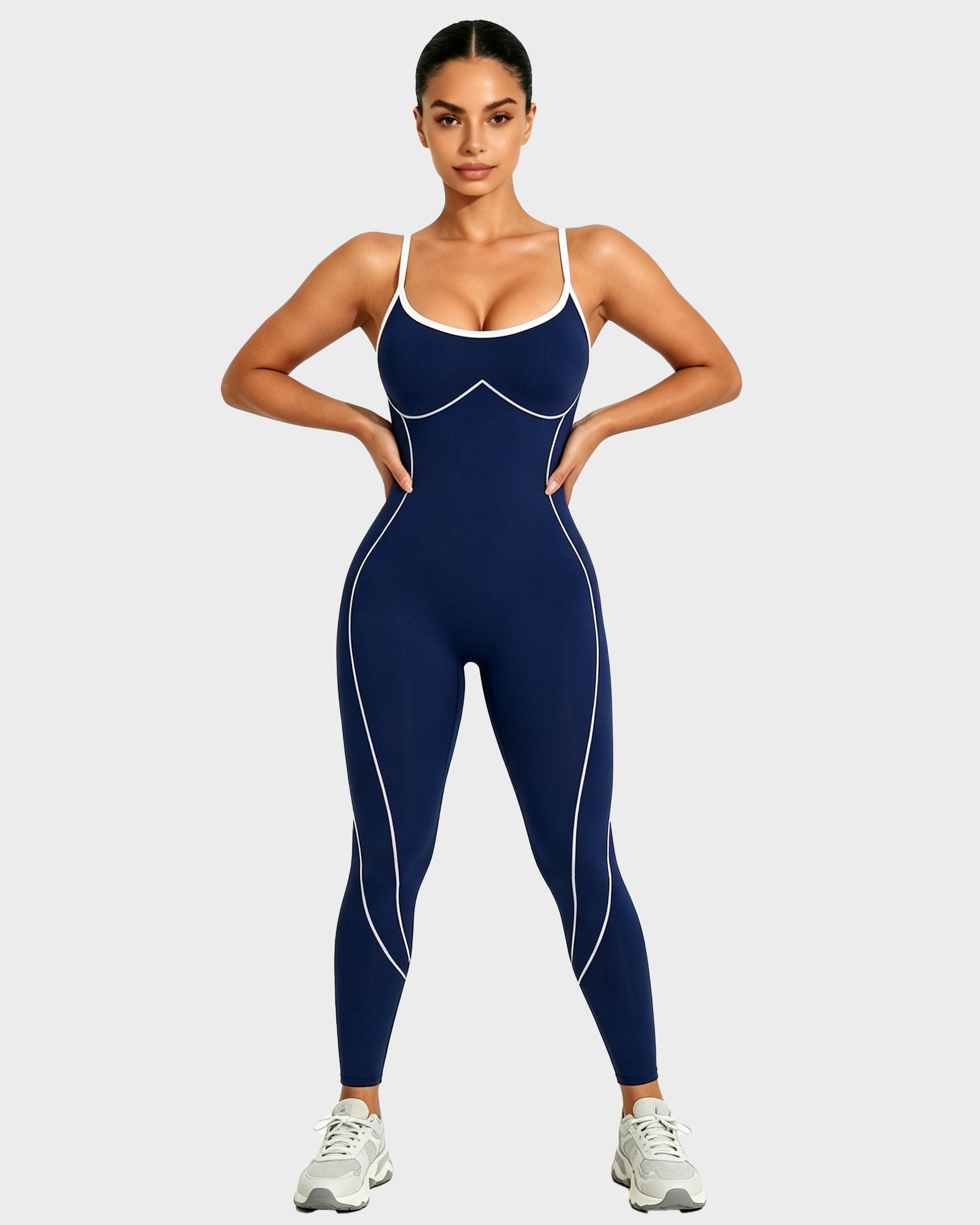 Seamless Skinny Crisscross Cutout Back Butt Lifting Full Length Jumpsuit - By Qivii