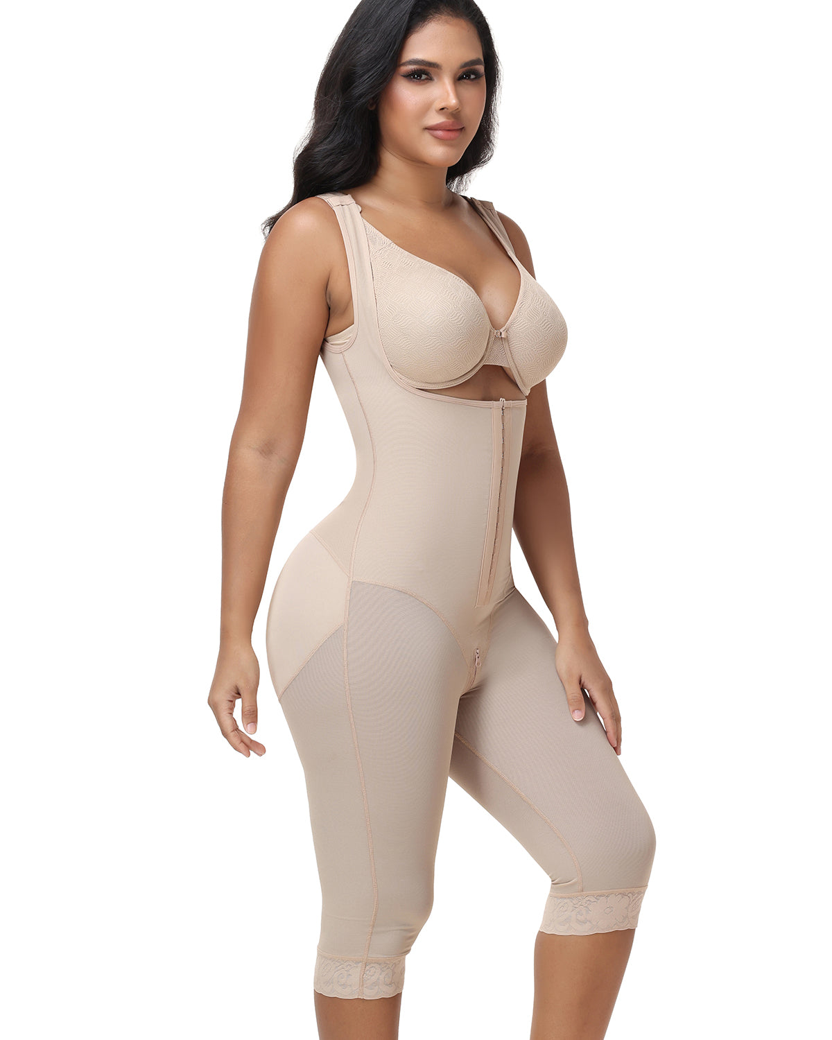Double Compression Tummy Control Mid-length Shapewear with Detachable Waist Trainer
