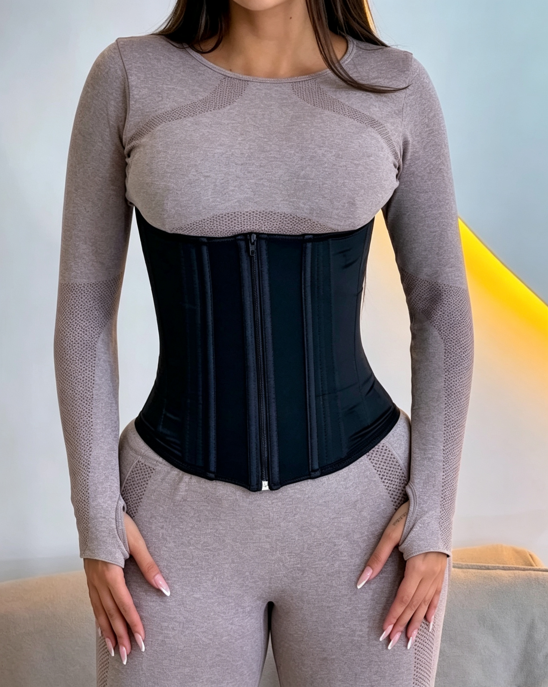 Double Compression Hourglass Adjustable Strap Tummy Control Zipper Waist Trainer - By Qivii