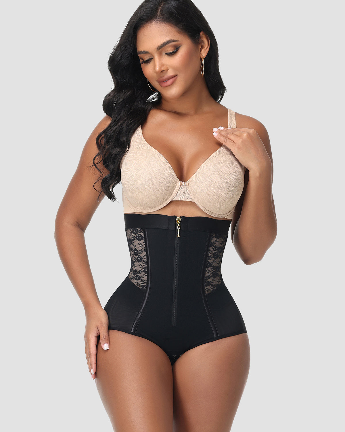 High Waist Tummy Control Butt Lifter Zipper Panty