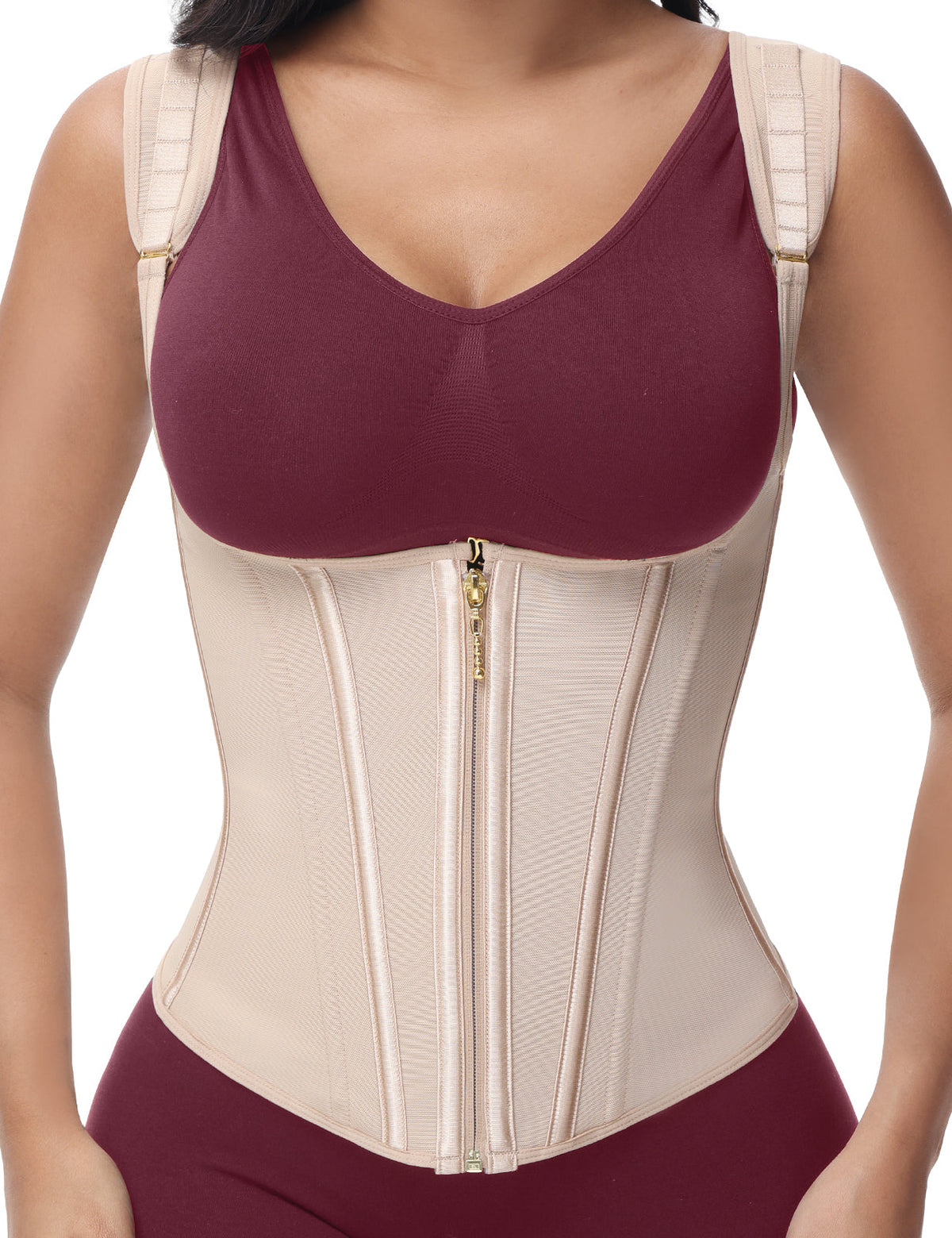 Adjustable Strap Double Compression Hourglass Zipper Waist Trainer Vest