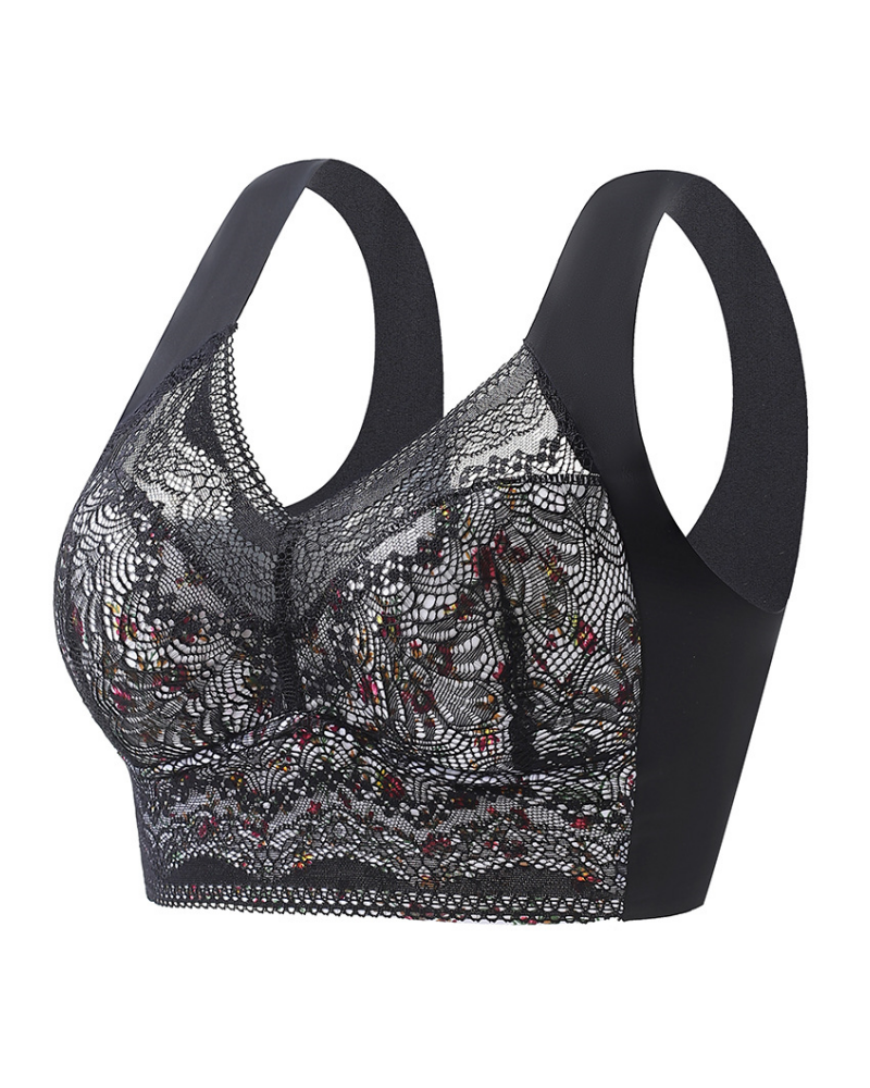 Full Coverage Elegant Floral Lace Push up Wireless Bra