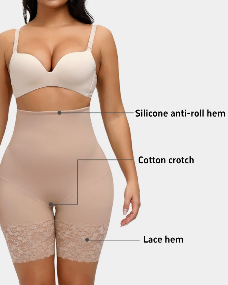 Lace Trimmed High Waist Tummy Control Butt Lift Shaping Shorts