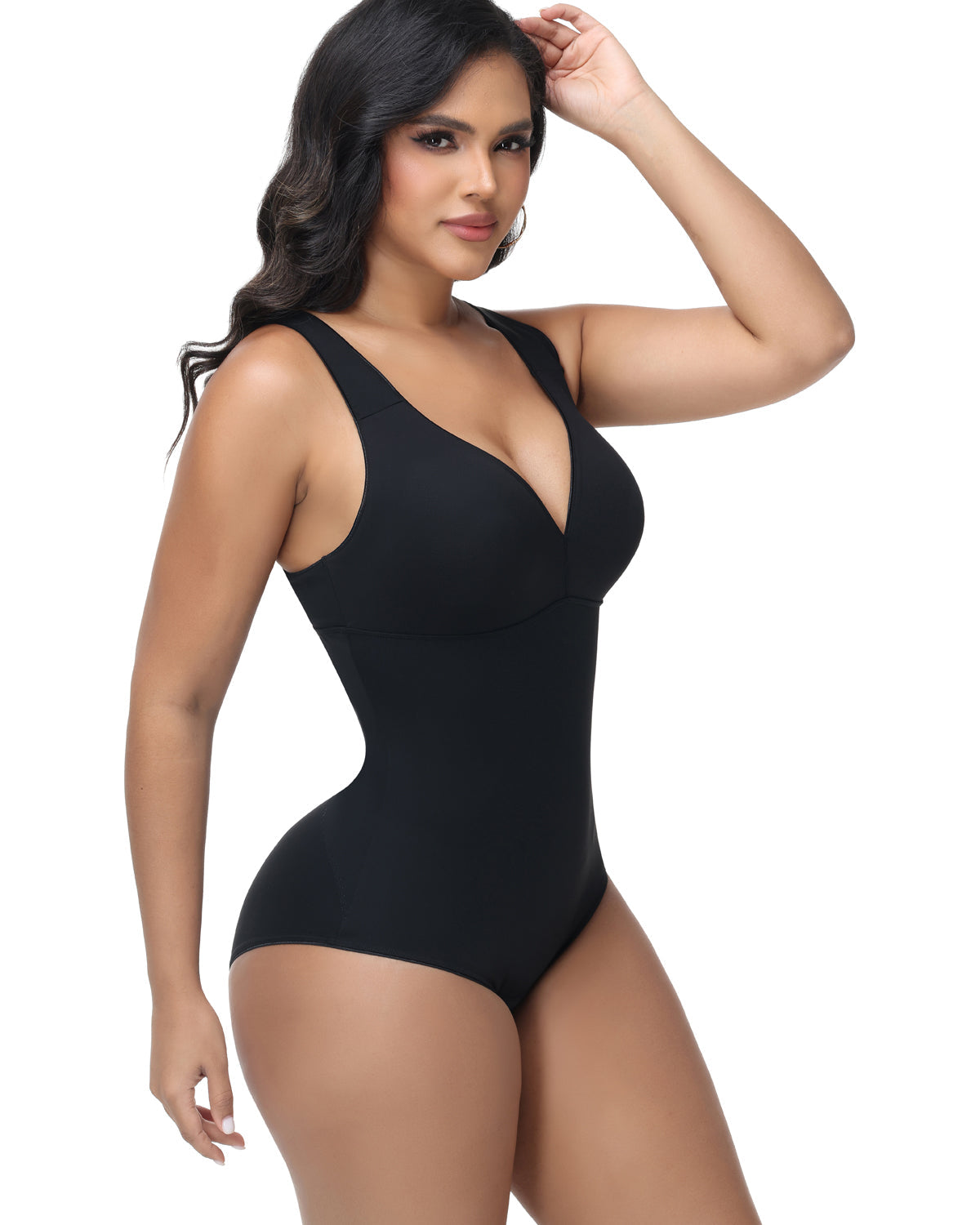 Shapshe® Wide Straps V Neck Tummy Tuck Shapewear Bodysuit