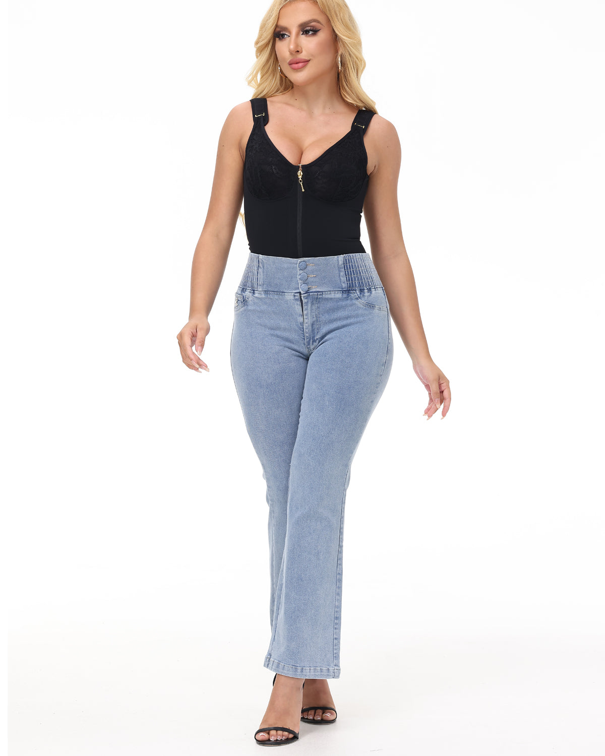 Shapshe® Fajas Colombianas Lace Cups Front Zipper Body Shaper
