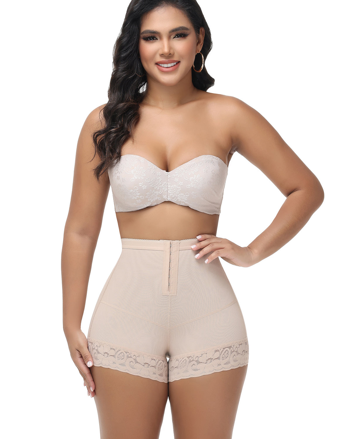 Shapshe® High Waist Hip Lift Shorts With Front Hook Closure