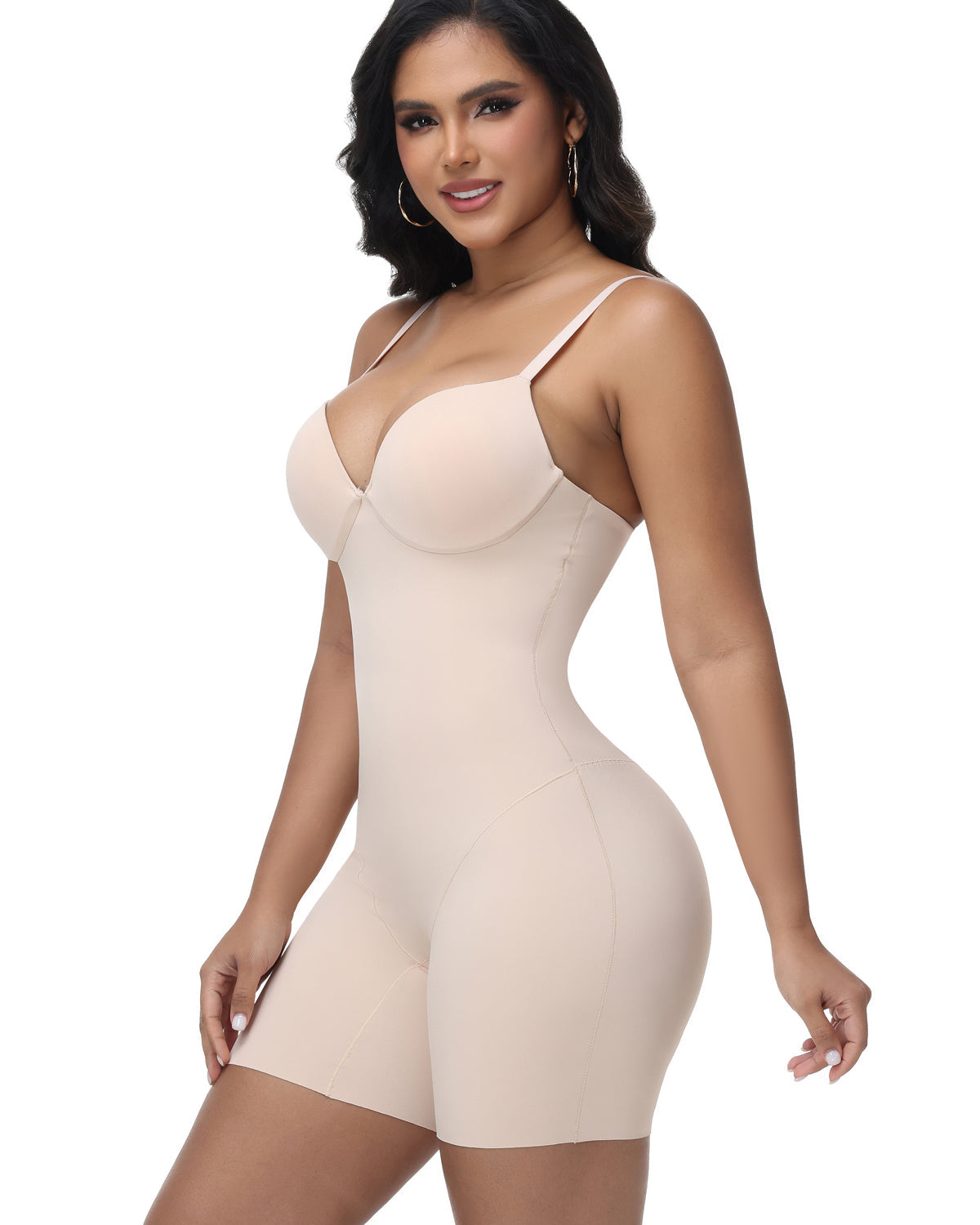 Shapshe® Built In Bra Mid Length Tummy Control Shapewear Bodysuit