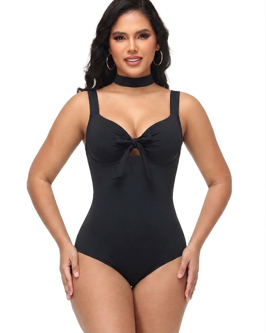 Neckband style Butt Lift One-Piece Swimsuit - By Qivii