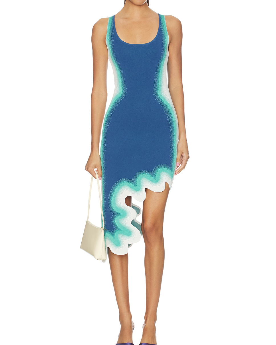 Reversible Wavy Slim Midi Dress - By Qivii