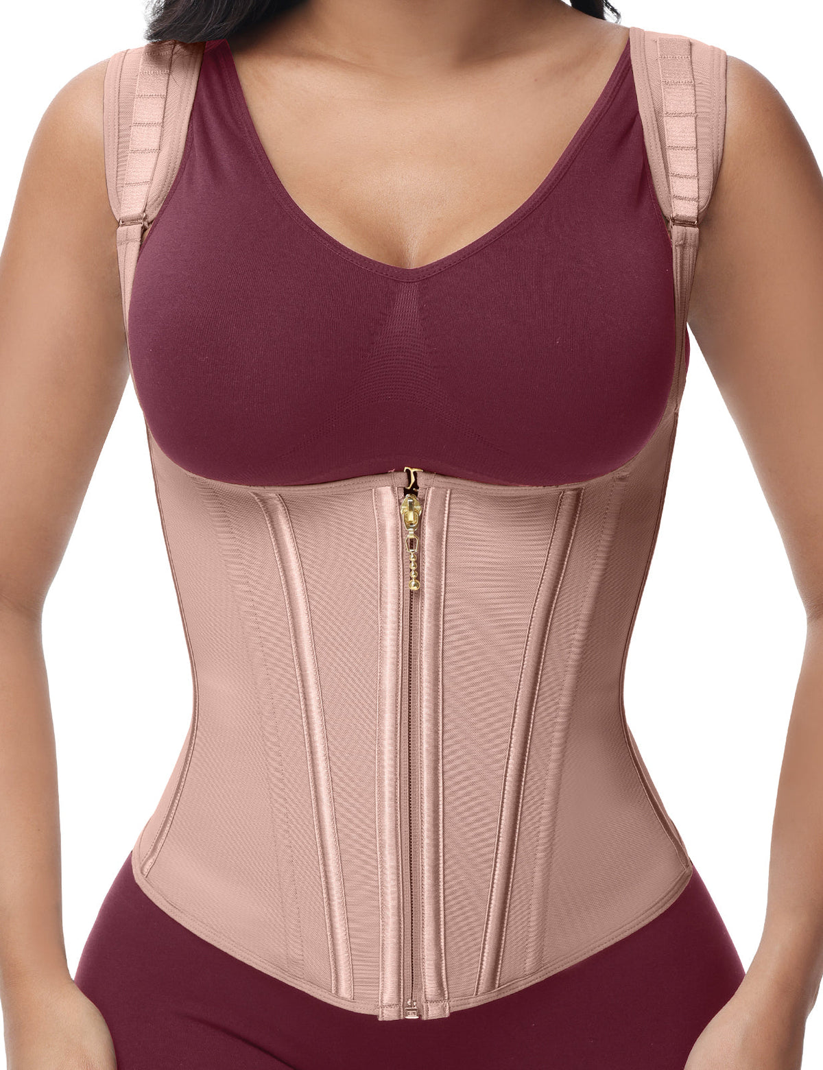 Adjustable Strap Double Compression Hourglass Zipper Waist Trainer Vest