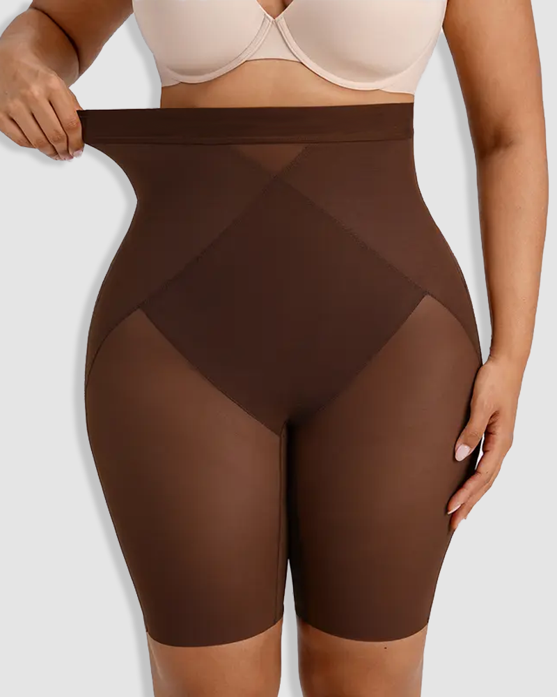 High Waist Mid-Thigh Breathable Mesh Butt Lifting Shorts