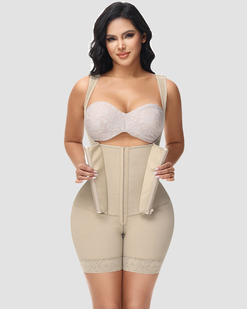 Shapshe® High compression Front Zipper Mid Thigh Shapewear