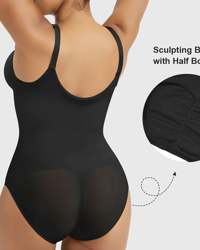 Front Zipper Tummy Control Triangle Shapewear Bodysuit
