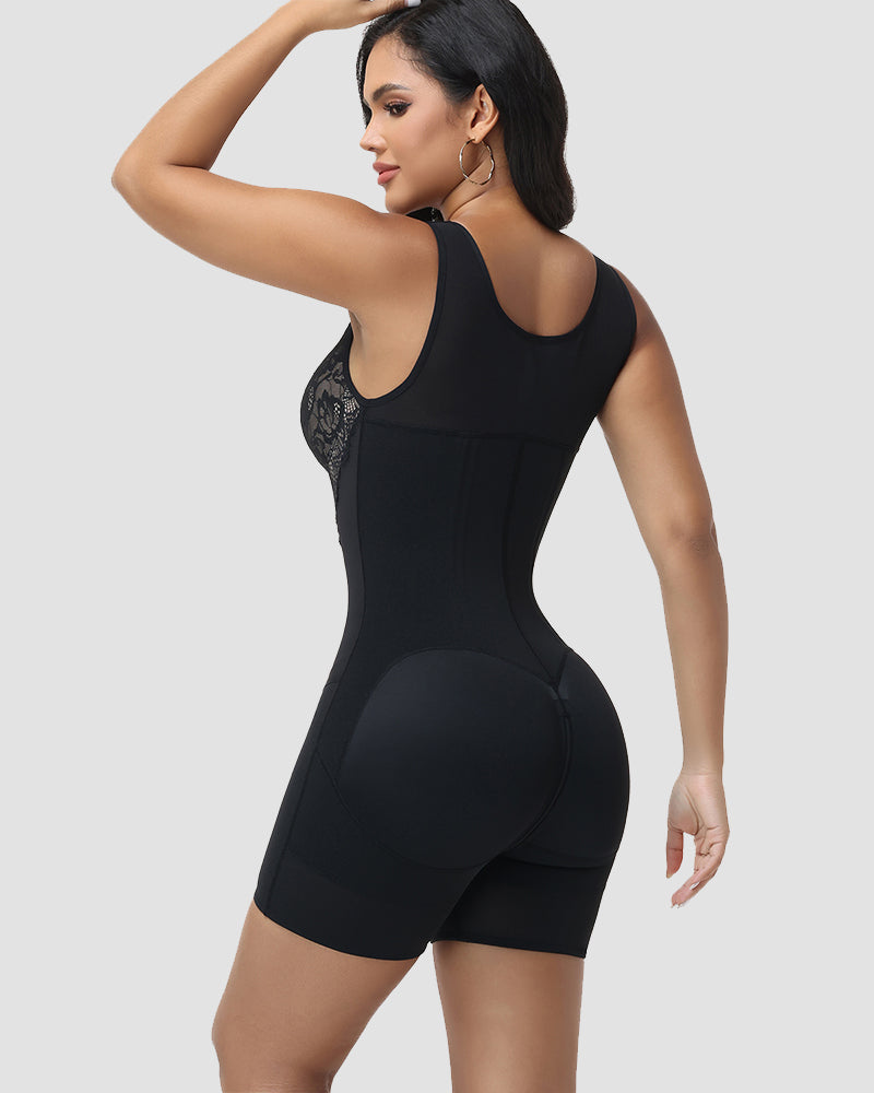 Shapshe® Lace Deep V Zipper Closure Tummy Control Body Shaper