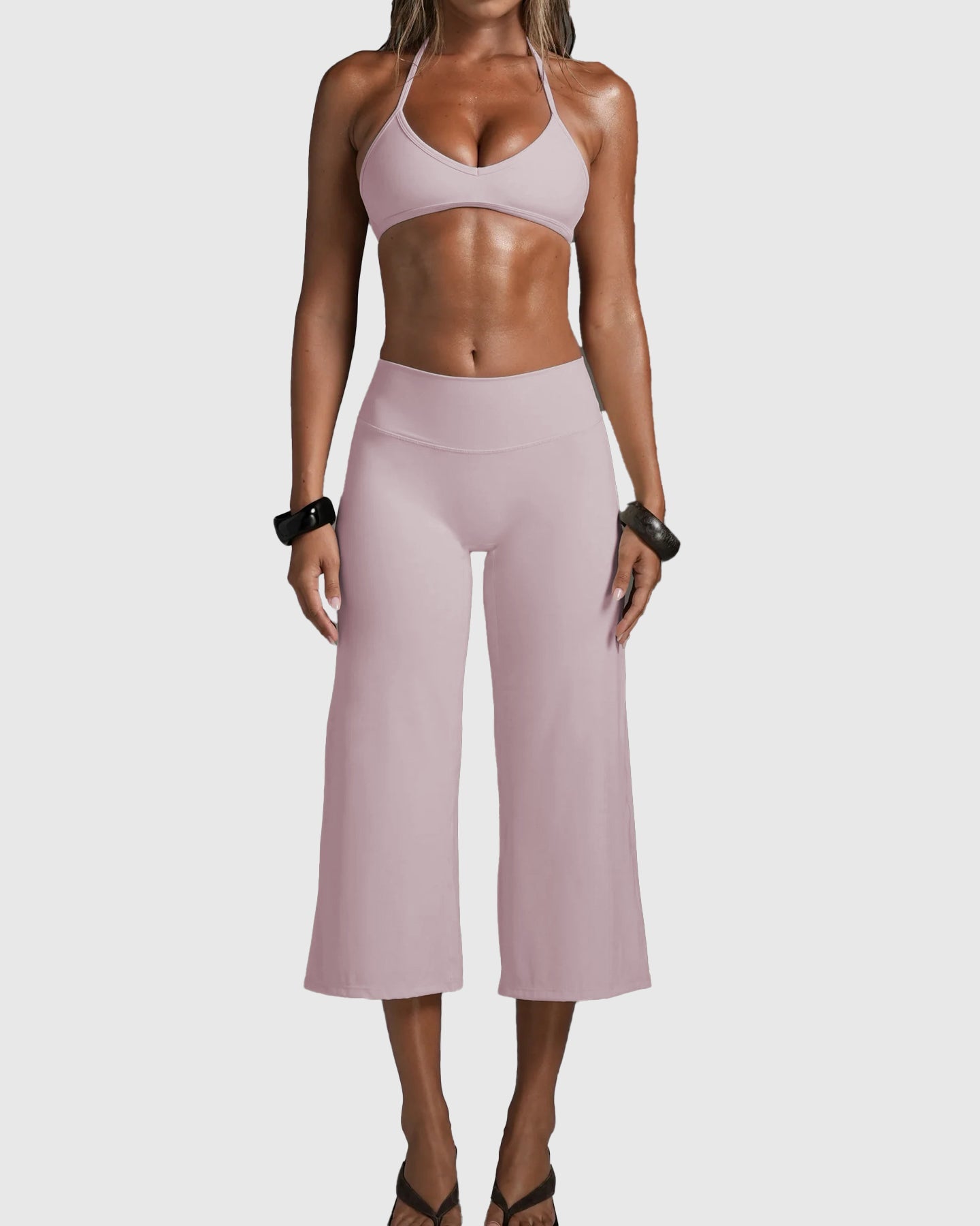 Cpari Wide-Leg Pants Yoga Sportswear Set - By Qivii