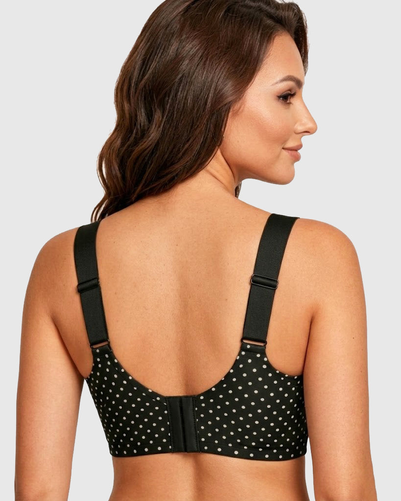 Polka Dot Wide Adjustable Strap Full Coverage Shaping Support Bra