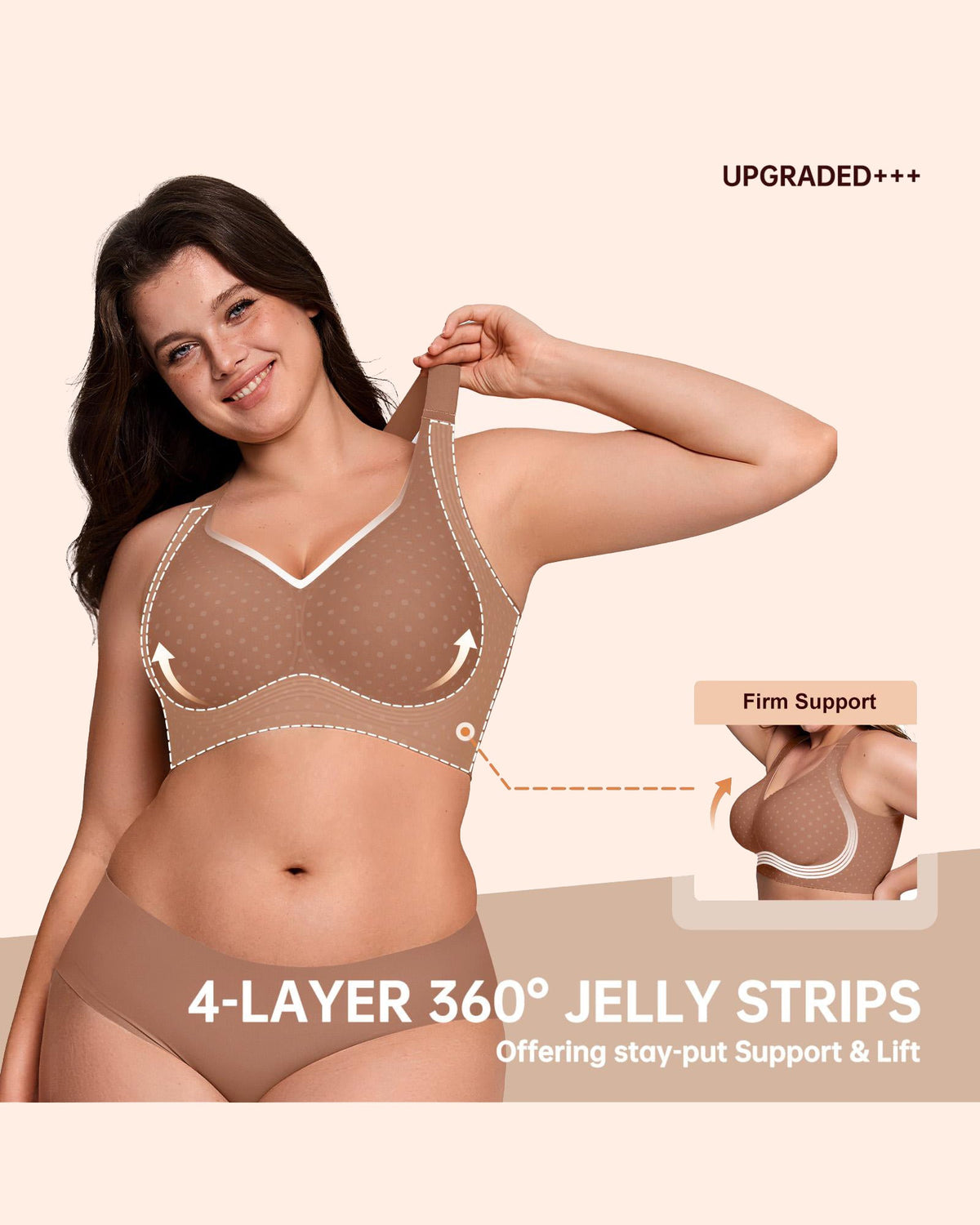 Polka Dot Wide Adjustable Strap Full Coverage Shaping Support Bra