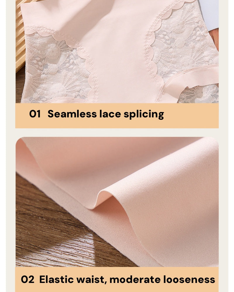 Sexy Lace Seamless Ice Silk High Waist Tummy Control Shaping Panties - By Qivii