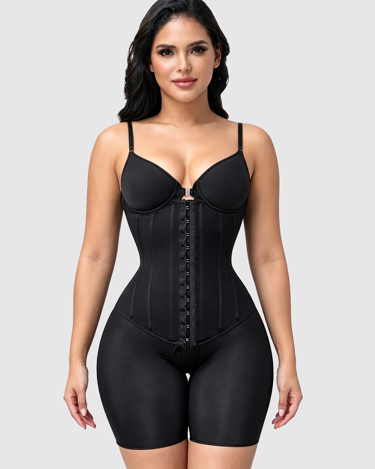 Front Hook Adjustable Strap Tummy Control Butt Lifting Boned Hourglass Shapewear
