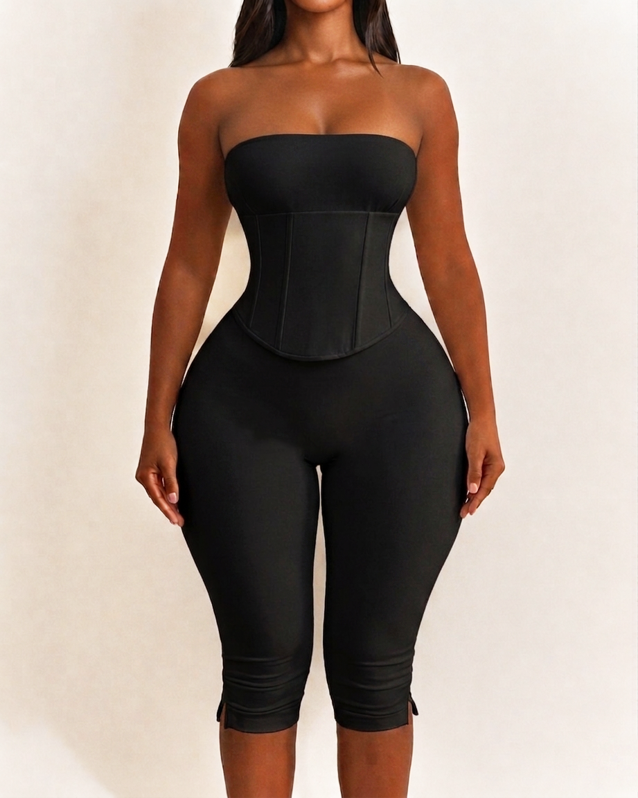 Hourglass Strapless Detachable Corset Waist CincherJumpsuit Two-Piece Set - By Qivii