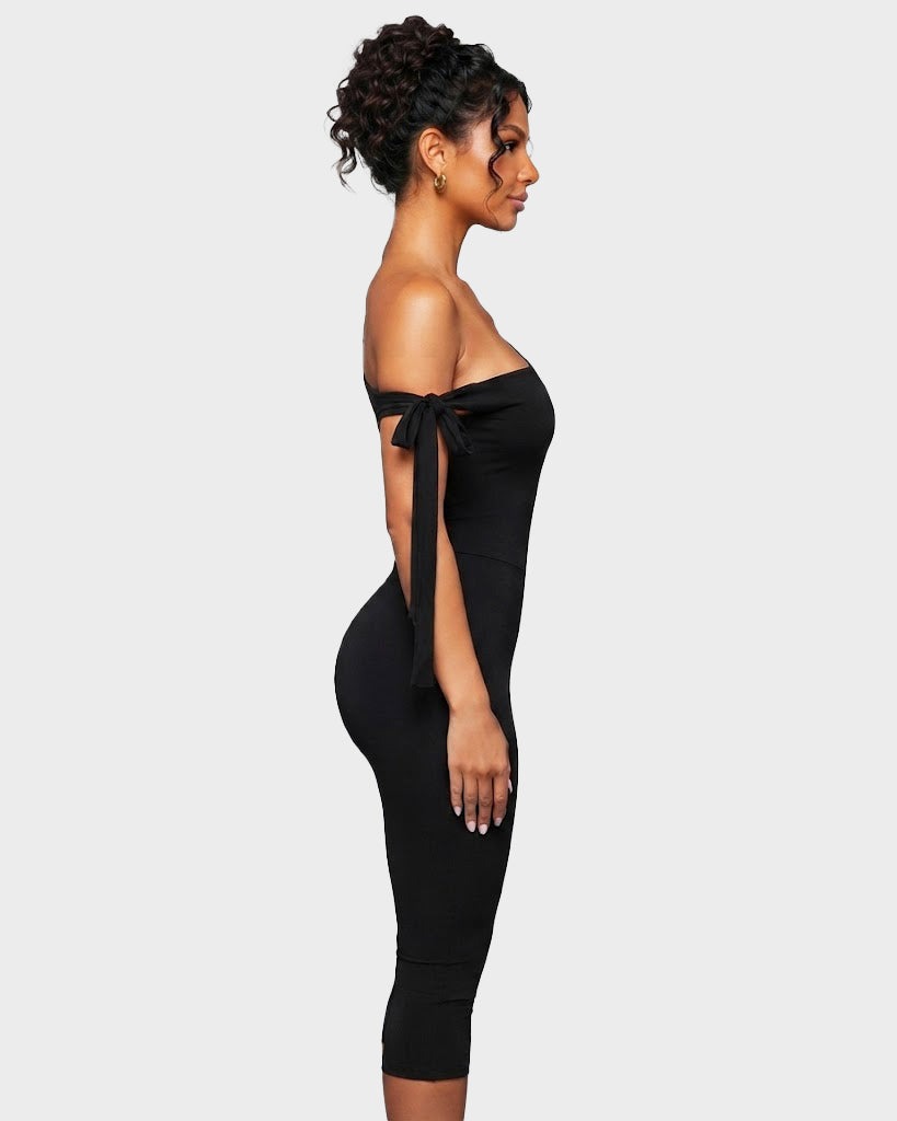 Off Shoulder Curvy Body Capri Jumpsuit - By Qivii