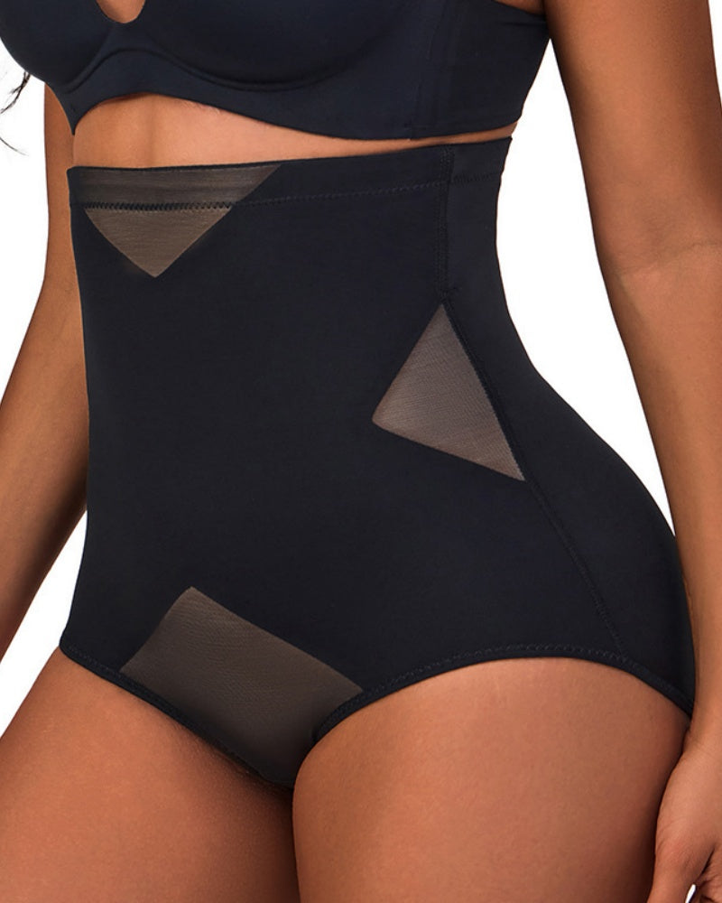 High Waist Compression Mesh Patchwork Tummy Control Panties - By Qivii