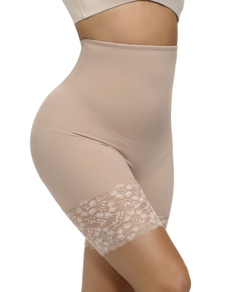 Lace Trimmed High Waist Tummy Control Butt Lift Shaping Shorts