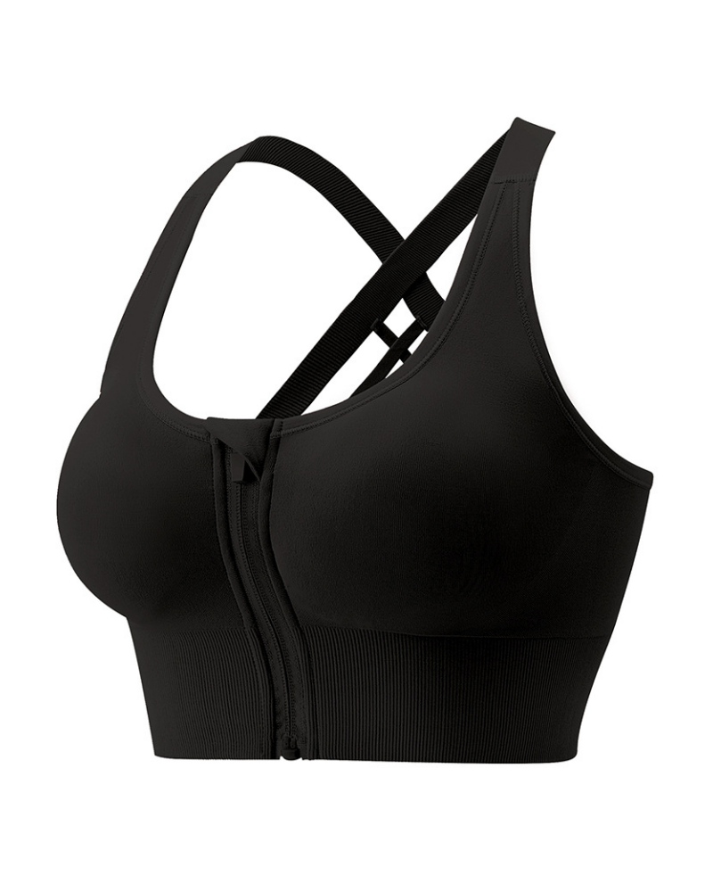 Shockproof Push Up Anti Sagging Sports Bra With Front Zipper for Women