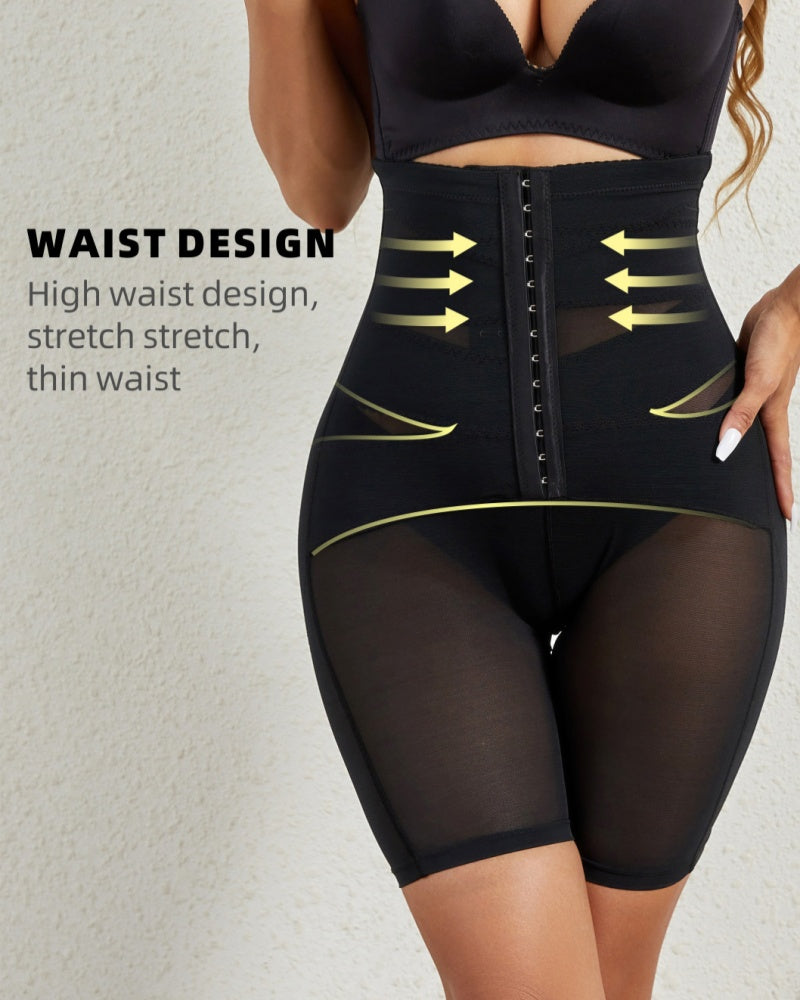 High Waist Stretchy Mesh Shaping Shorts with Adjustable Buckle - By Qivii