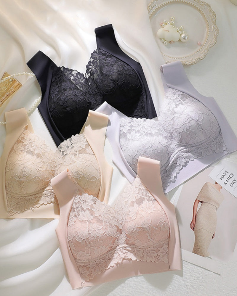 Widen Straps Lace Seamless Breathable Wire Free Vest Bra