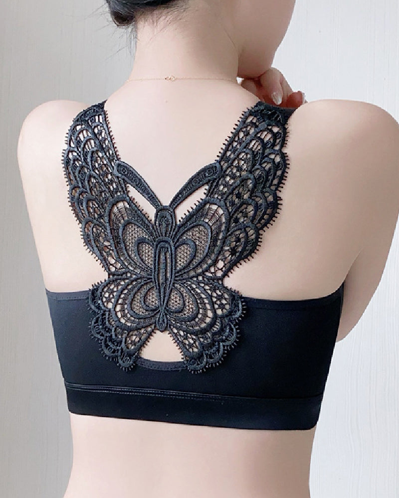 Front Closure Minimizer Butterfly Backless Bra Adjustable Wireless Comfort Bra