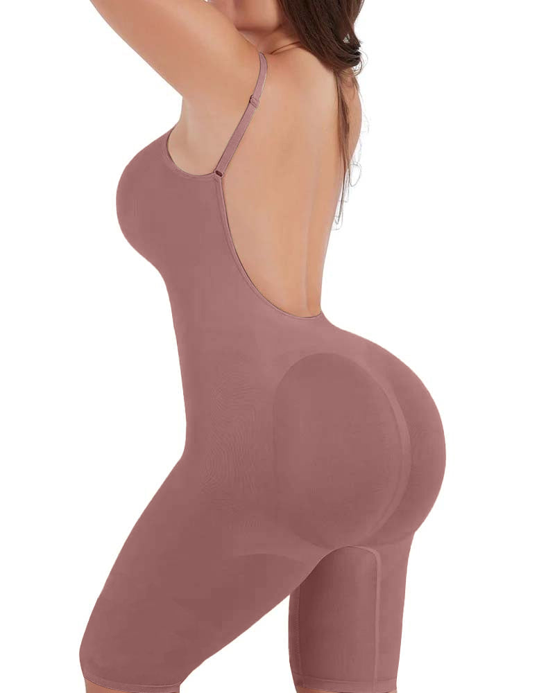 Seamless Backless Mid Length Tummy Control Shapewear Bodysuit