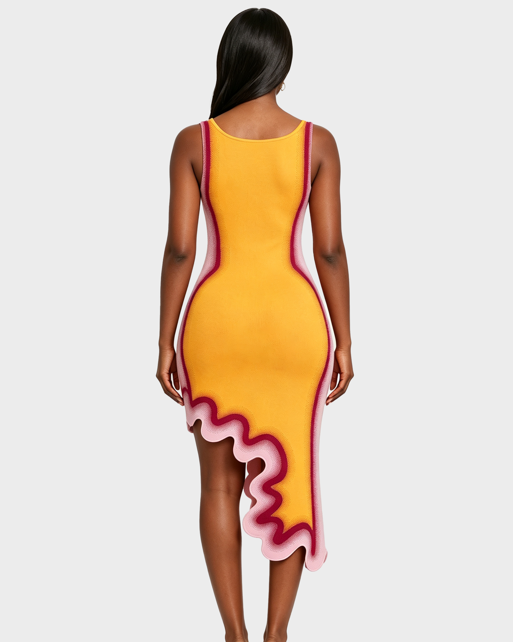 Reversible Wavy Slim Midi Dress - By Qivii
