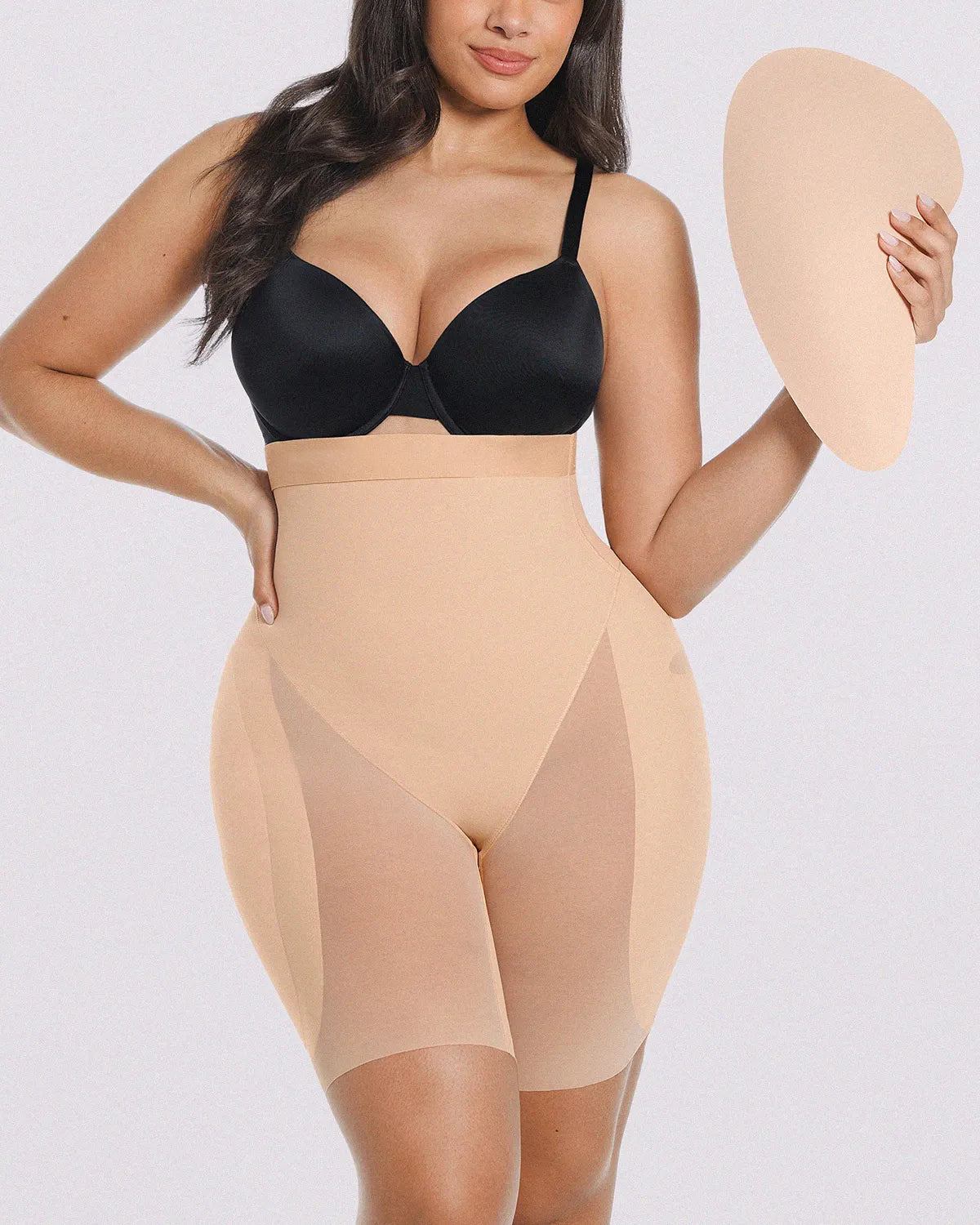 High Waist Tummy Control Hip Enhancer Padded Mesh Short