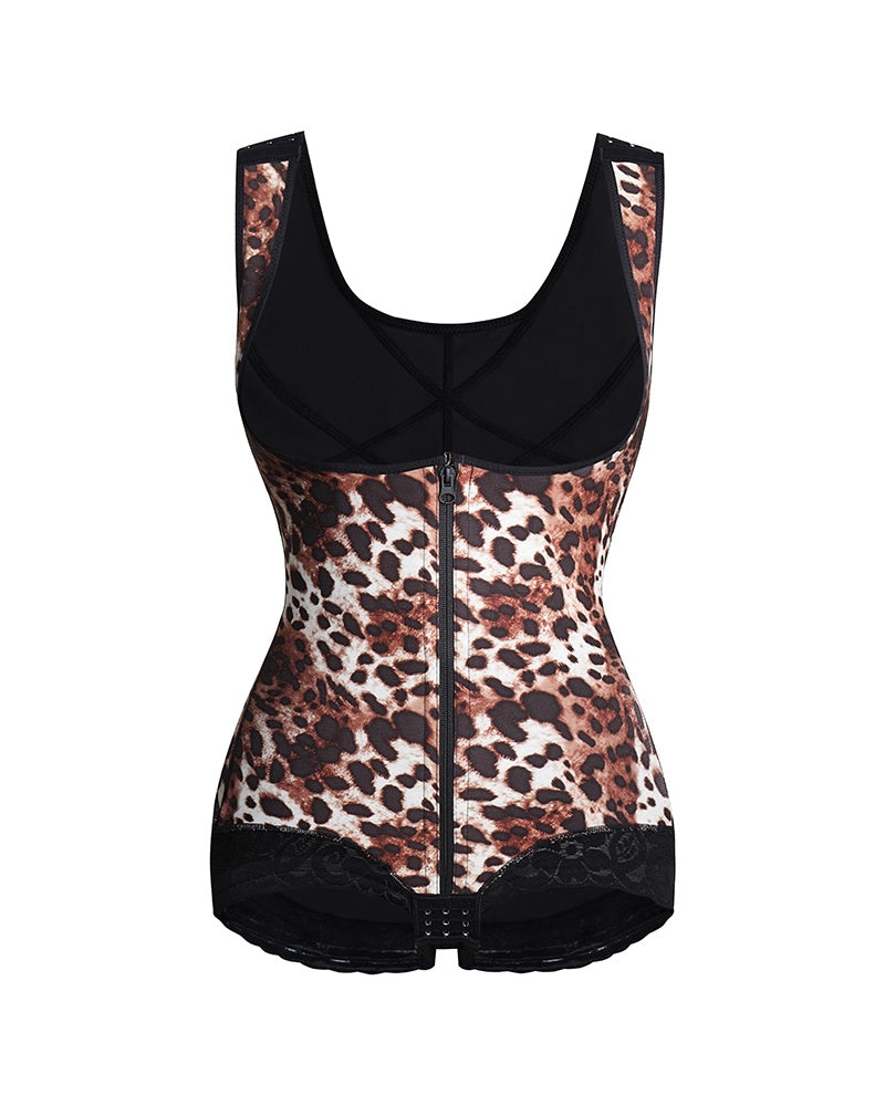 Shapshe® Leopard High Compression Open Bust Tummy Control Body Shaper