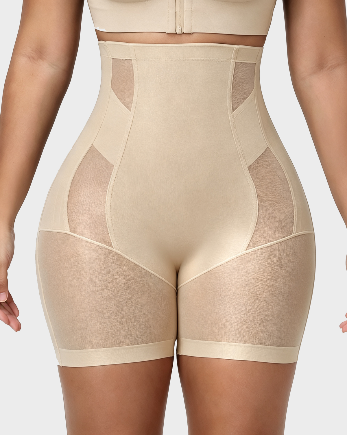 High Waist Seamless Mesh Tummy Control Butt Lifting Shaping Shorts