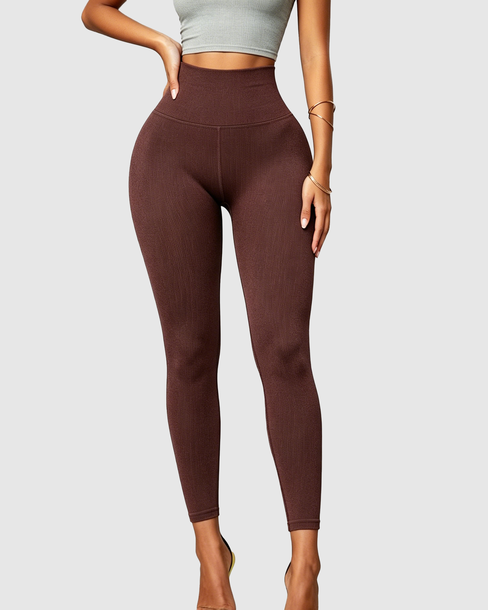 High Waist Ribbed Seamless Hip Lift Yoga Leggings - By Qivii