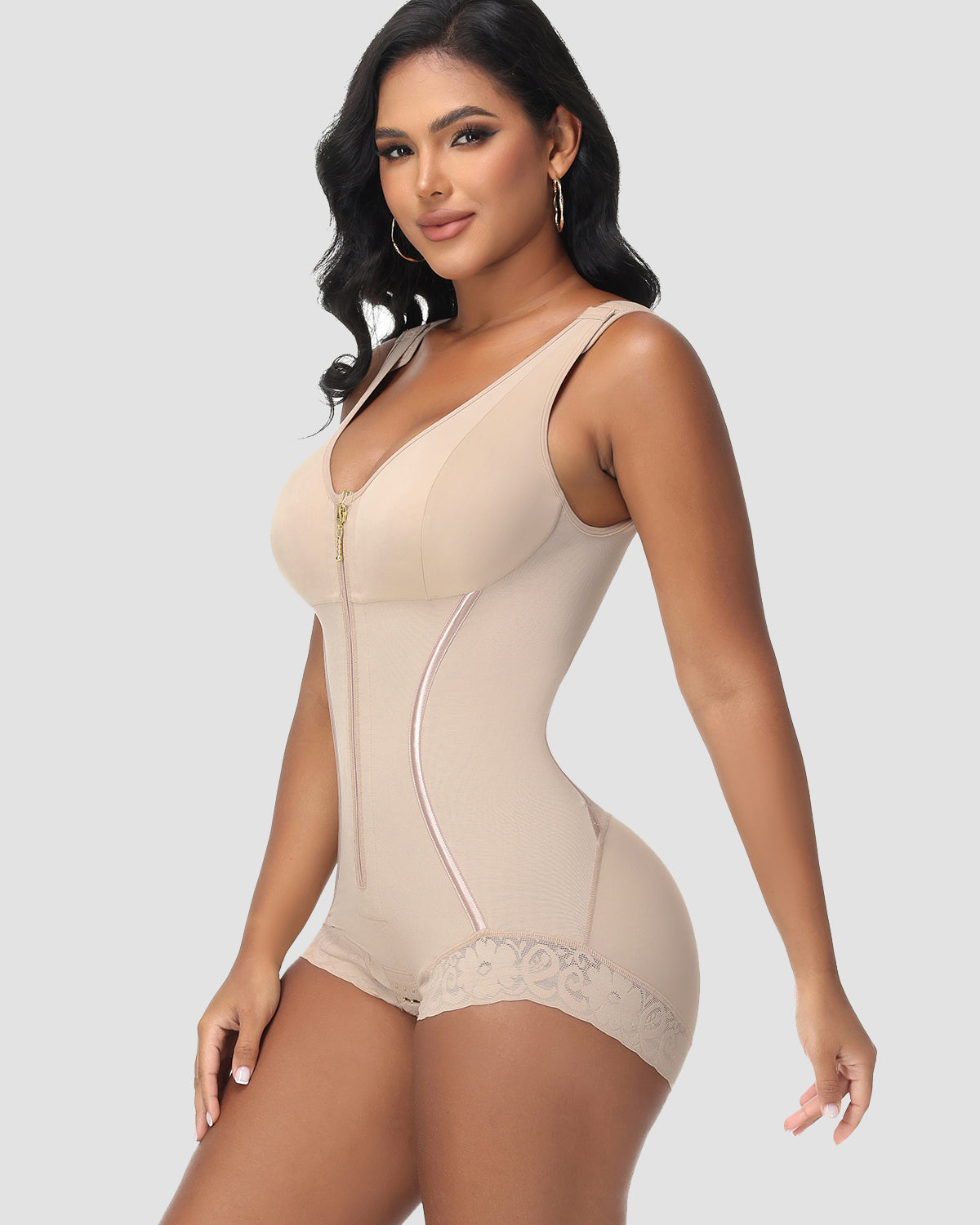 High Compression Full Body Tummy Control Zipper Modern Slim Bodysuit