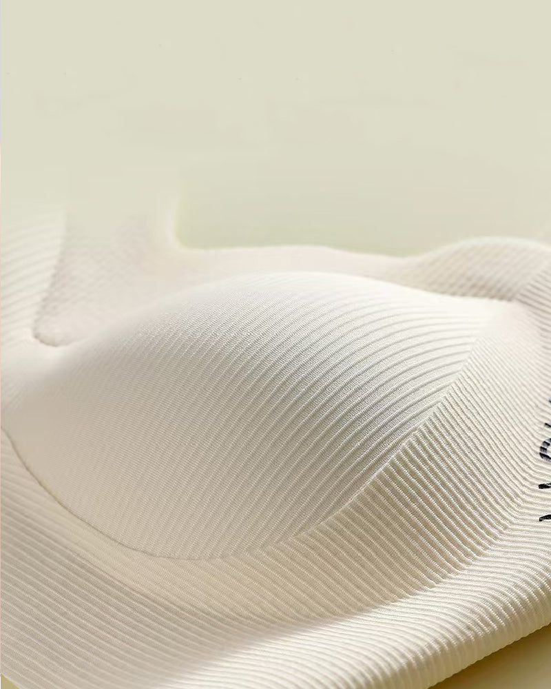 Thin Seamless Wireless Push-Up Fixed Cup Lettering Straps Bra