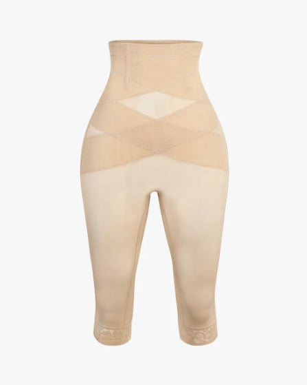 Women's High Waist Lace Trim Sheer Mesh Shapewear Shaping Pants