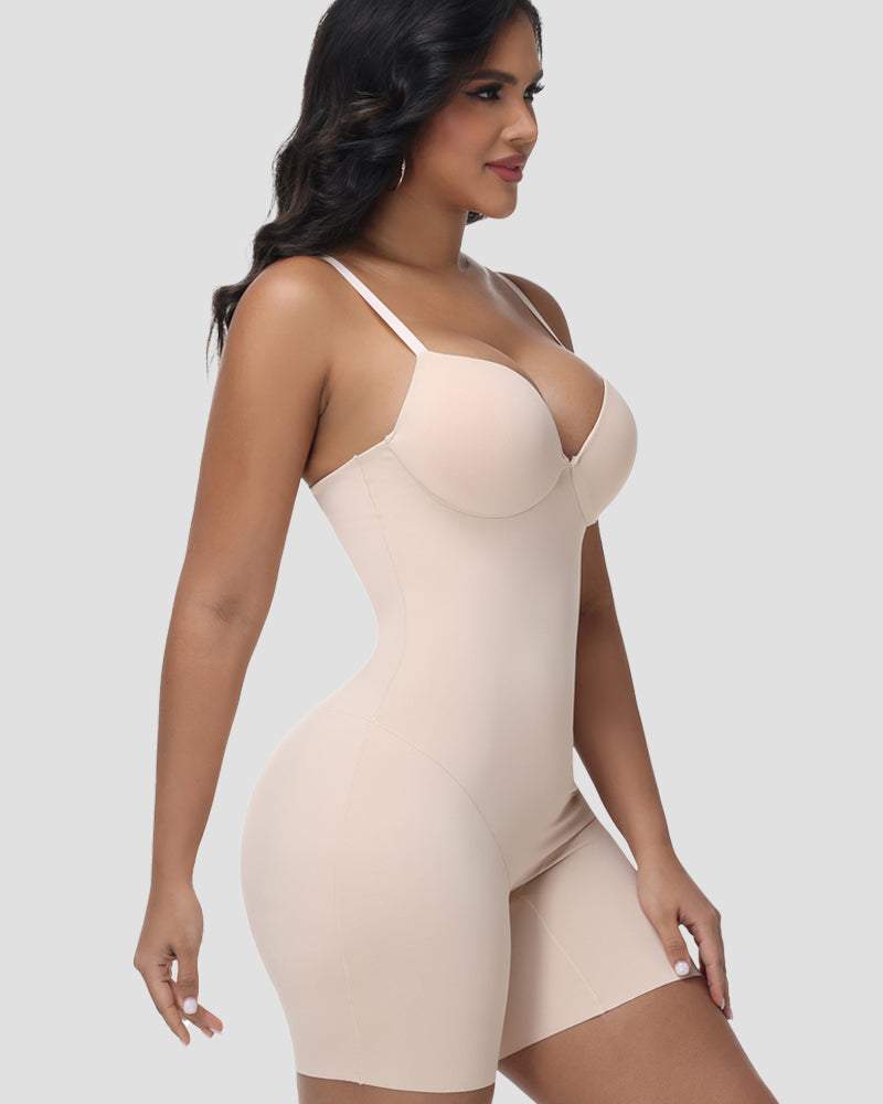 Shapshe® Built In Bra Mid Length Tummy Control Shapewear Bodysuit