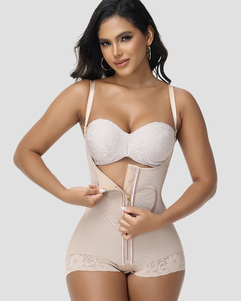 Shapshe® Heart Pattern Zipper Briefs Shapewear Bodysuit (Pre-Sale)