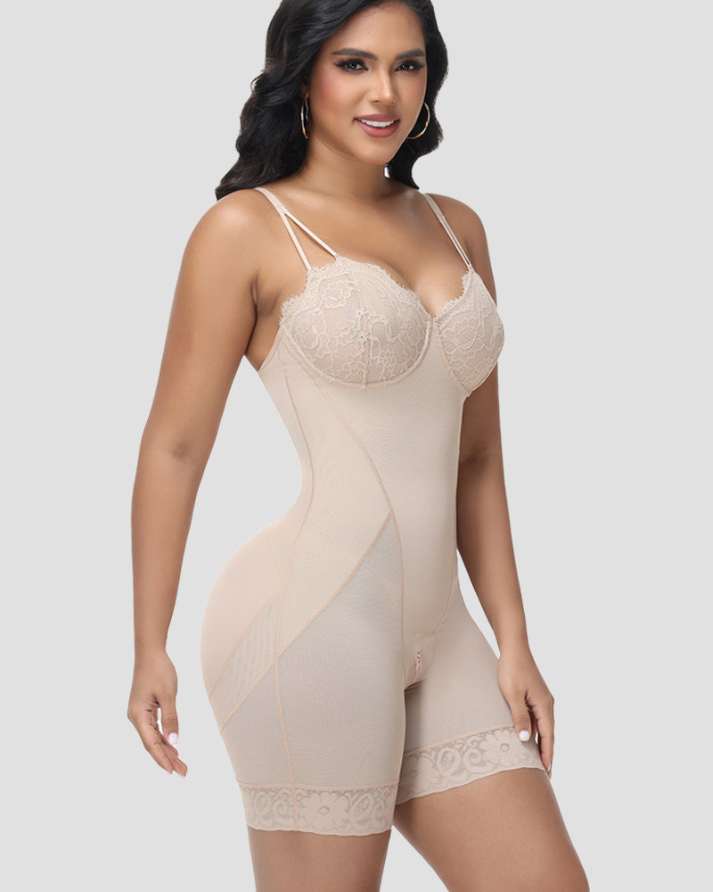 Shapshe® Lace Cup Tummy Control Shapewear Bodysuit - By Qivii